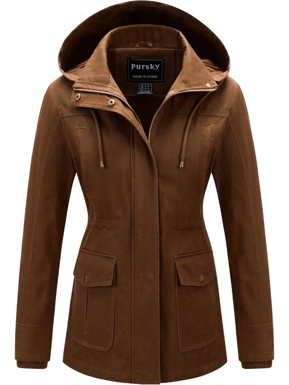 Women's Coffee Cotton Anorak Lightweight Casual Military Safari Jackets